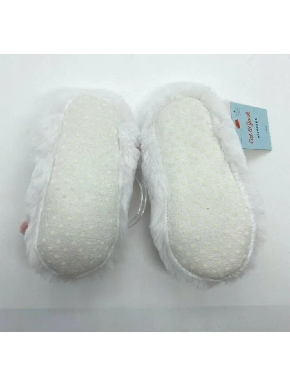 Cat & Jack toddler Girls Unicorn Plush Slippers W/ Strap-White-Size 12/24M
